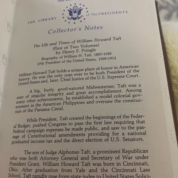 Easton Press “THE LIFE AND TIMES OF WILLIAM H TAFT” LEATHER BOOK 22ktGOLD INLAID - Picture 9 of 11